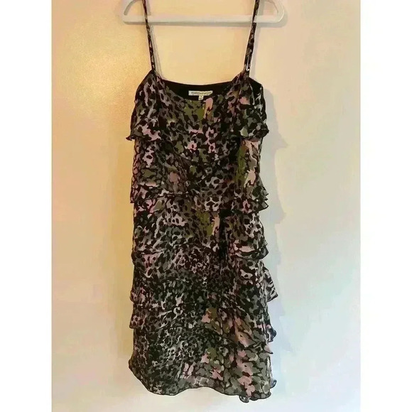 Rebecca Minkoff Y2K Jessica 100% Silk Camo Whimsy Goth Pink/Green Size Small - Picture 2 of 6
